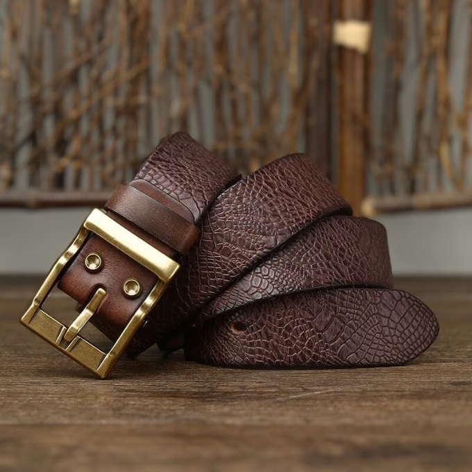 Men's Genuine Cowhide Leather Belt | Brass Buckle