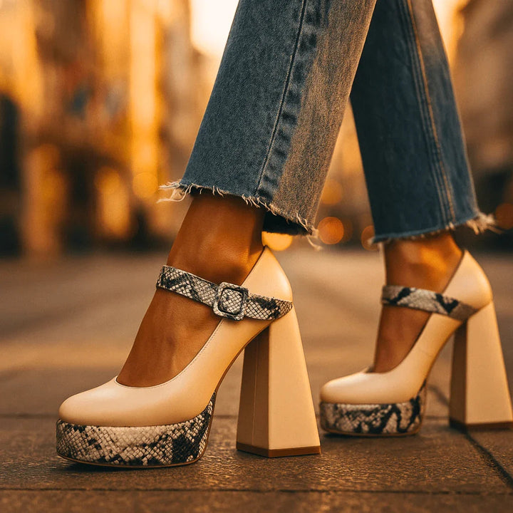Women's Snakeskin Platform Heels – Orthopedic Arch Support