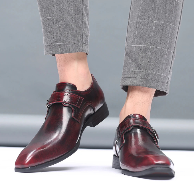 Men's Burnished Leather Monk Strap Shoes