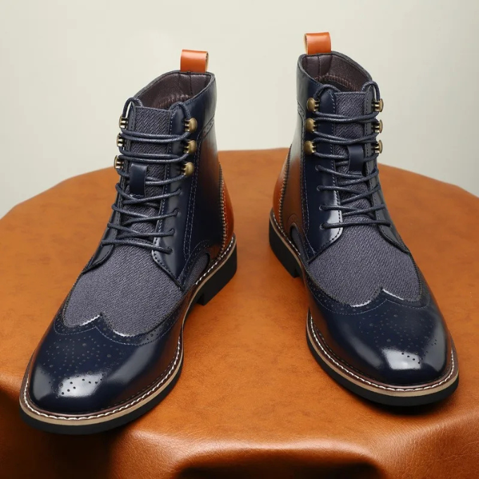 Men’s Leather Brogue Boots – Smart Casual Style