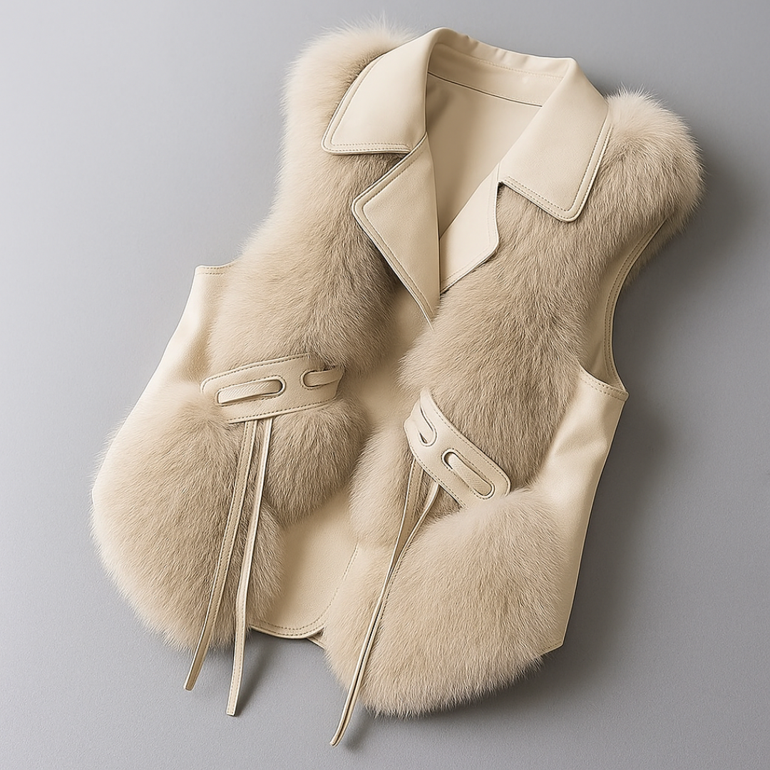 Women’s Faux Fur Vest with Oversized Lapel