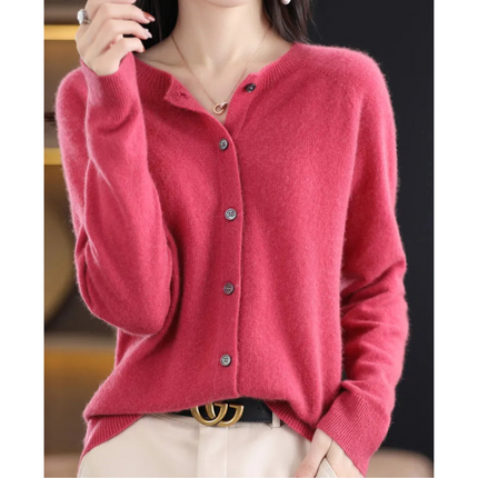 Cashmere-Blend O-Neck Cardigan Sweater