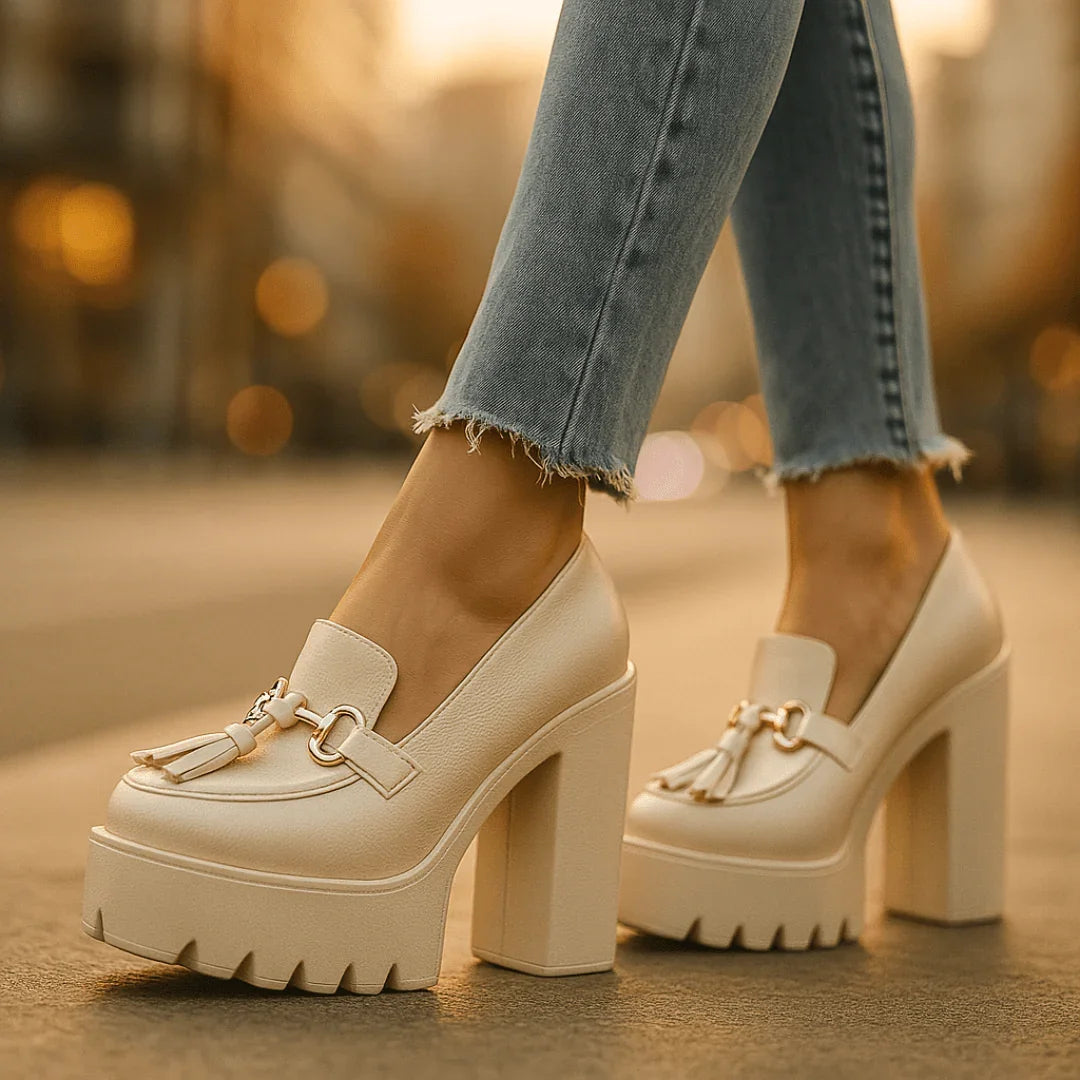 Women's Orthopedic Block Heels – Cushioned Tassel Loafer