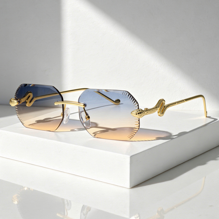 Women`s Rimless Sunglasses with UV400 Protection