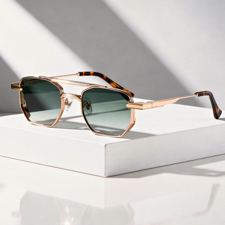 Men's Hexagonal Sunglasses with UV400 Protection