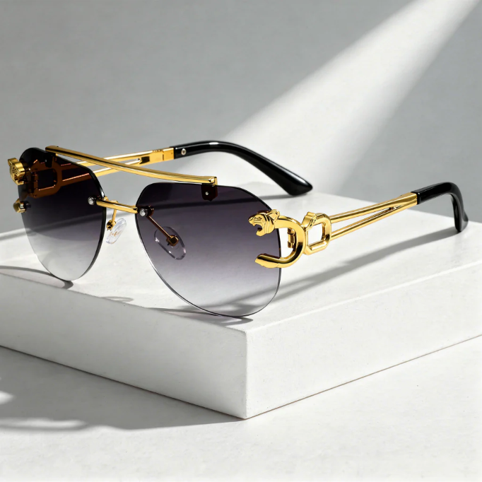 Men's Aviator Sunglasses – Gold Rimless UV400