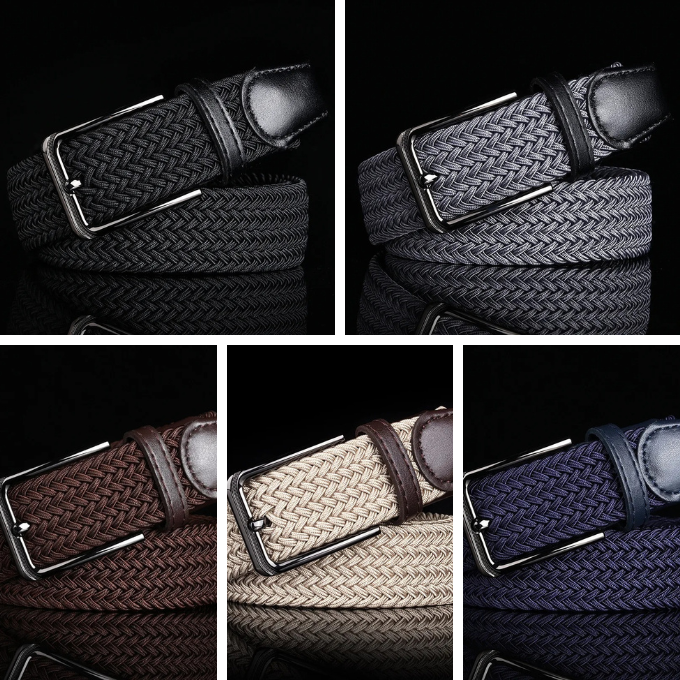 Men's Braided Leather Belt with Cowhide