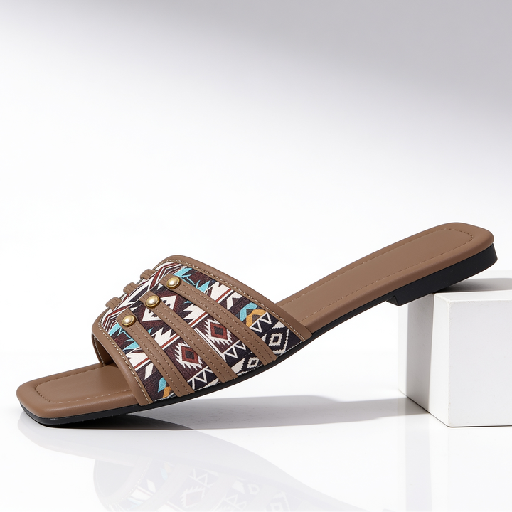Women's Aztec Pattern Platform Slide Sandals