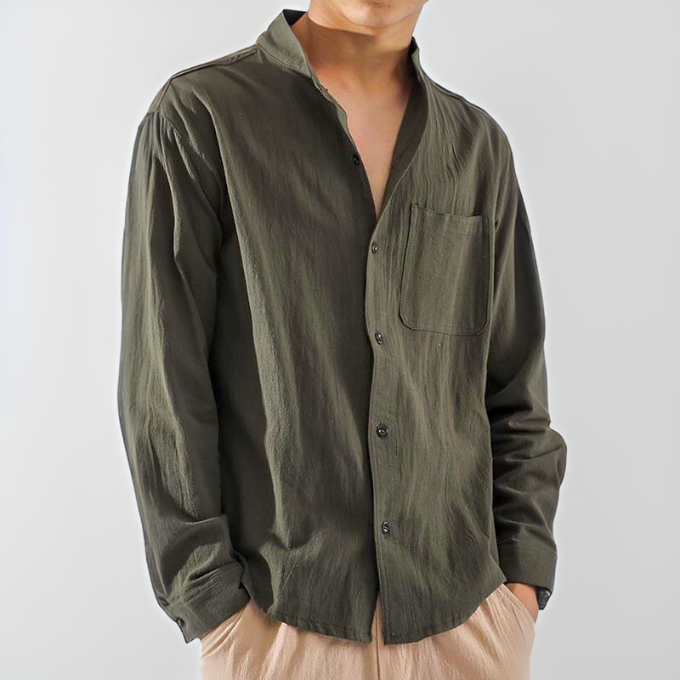 Men's Cotton Button-Up Shirt – Lightweight & Breathable