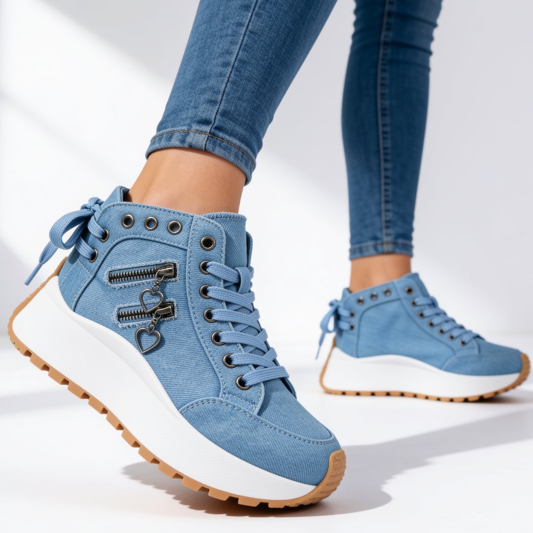 Women's Sweetheart Platform Sneakers Casual Lace Up Shoes