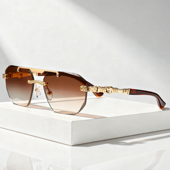 UV400 Rimless Polygon Sunglasses – Adjustable Nose Pads