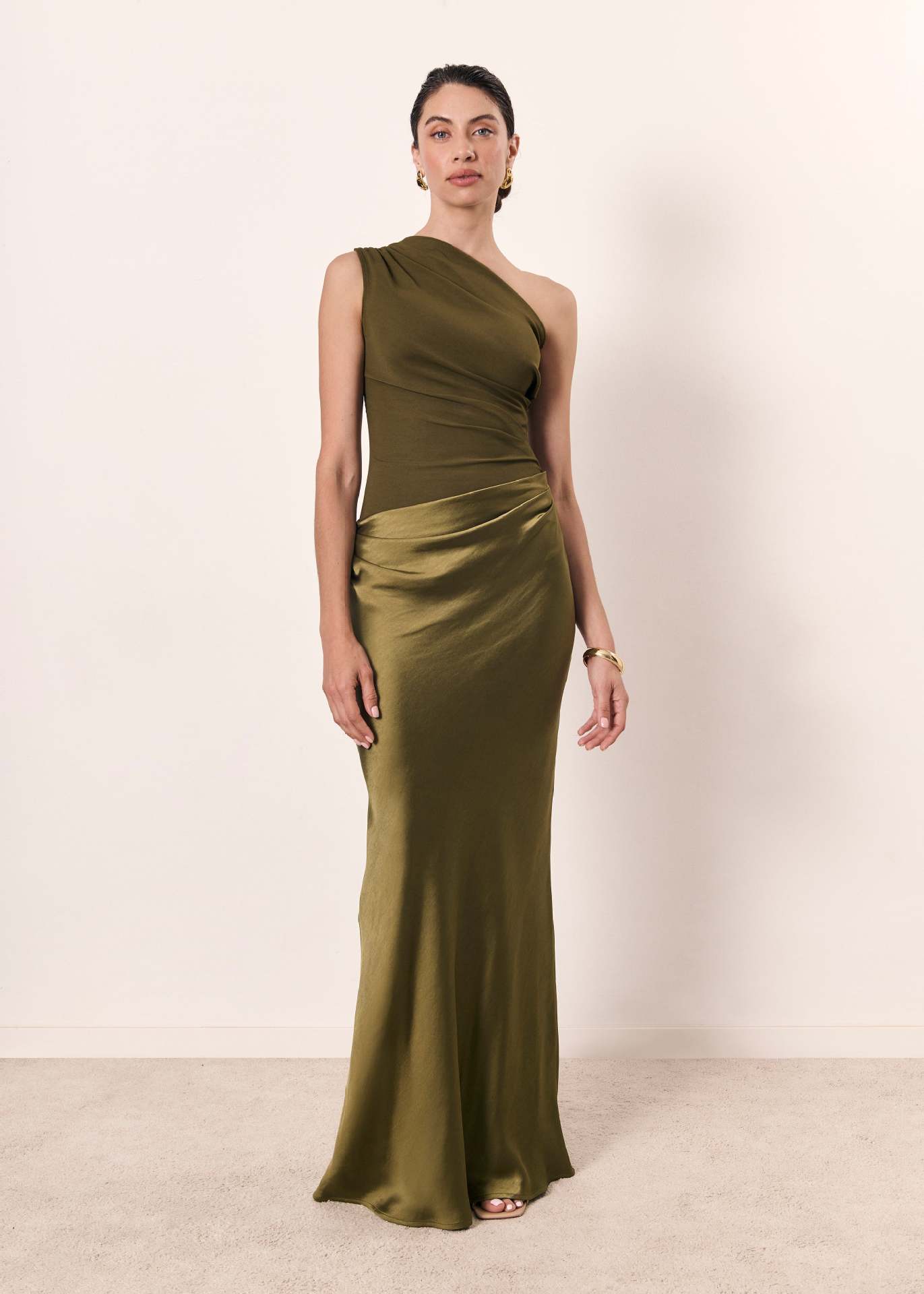 Solid Color Diagonal Collar Backless Sheath Casual Dress-HighTouch