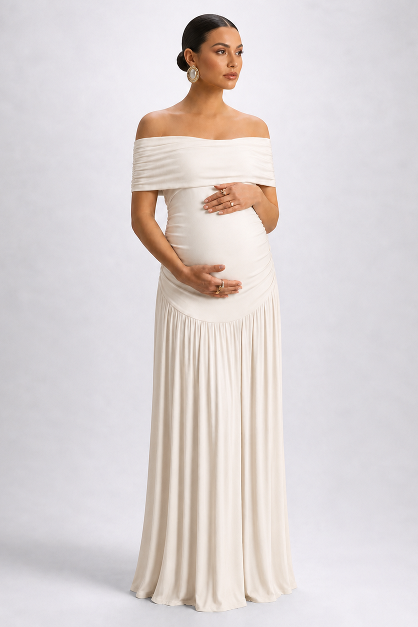 Maternity Maxi Dress – Off Shoulder Pregnancy Dress