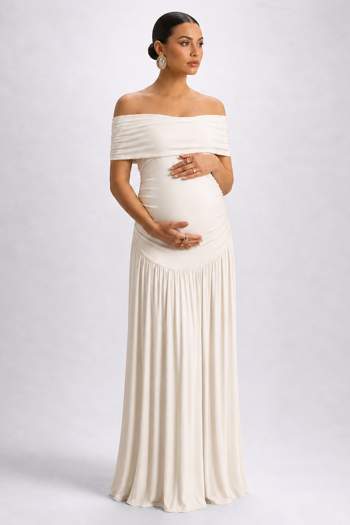 Maternity Maxi Dress – Off Shoulder Pregnancy Dress