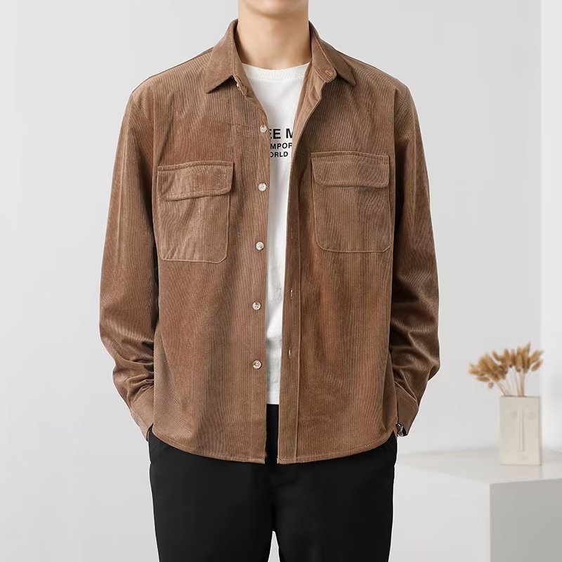 Vintage Corduroy Workwear Shirt Men-HighTouch