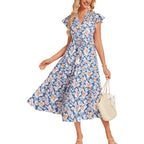 Women's Boho Dress | Tassel Tie Front Maxi-HighTouch
