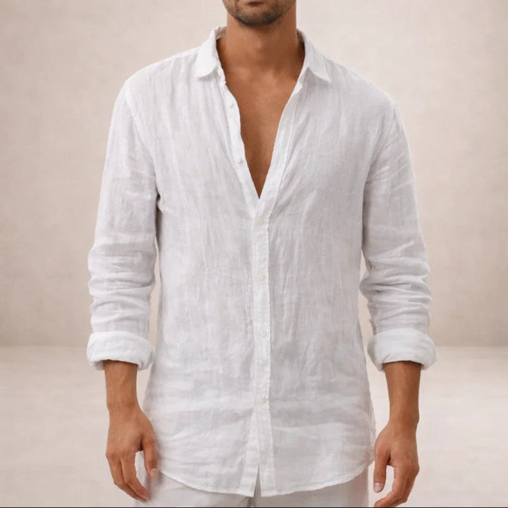 Men's Formal Linen Shirt - Smart Tailored Summer Dress Shirt