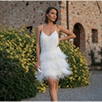 Margaret | Women's Fringe Feather Cocktail Dress for Events-HighTouch