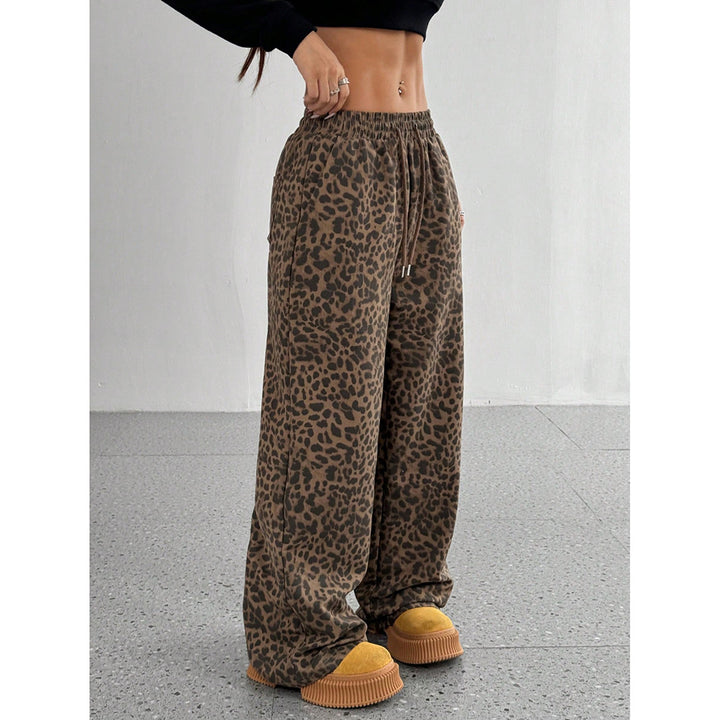 Leopard Print Floral Print Casual Jumpsuit Wide Leg Loose-HighTouch