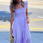 Women's High-Waist Plaid Sleeveless Dress-HighTouch
