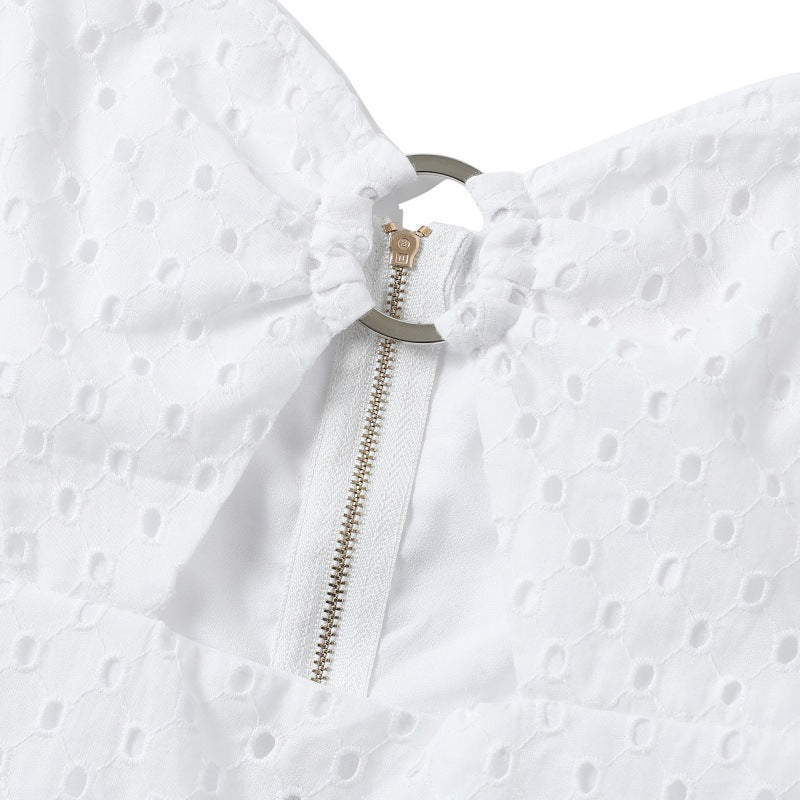 Women's Cotton Linen Short Sleeve Dress-HighTouch