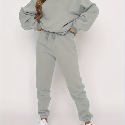 Ribbed Two-Piece Lounge Set for Women – Sweatshirt & Joggers