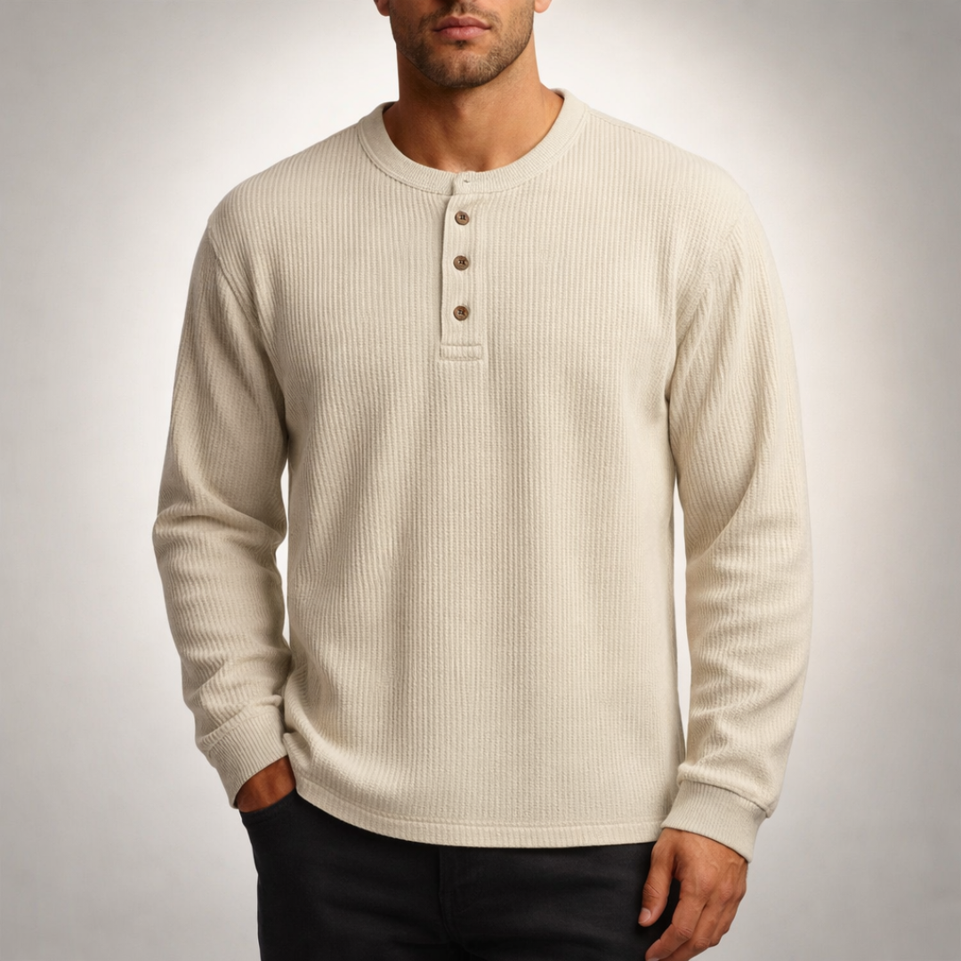 Men's Waffle Henley Shirt – Soft Everyday Style