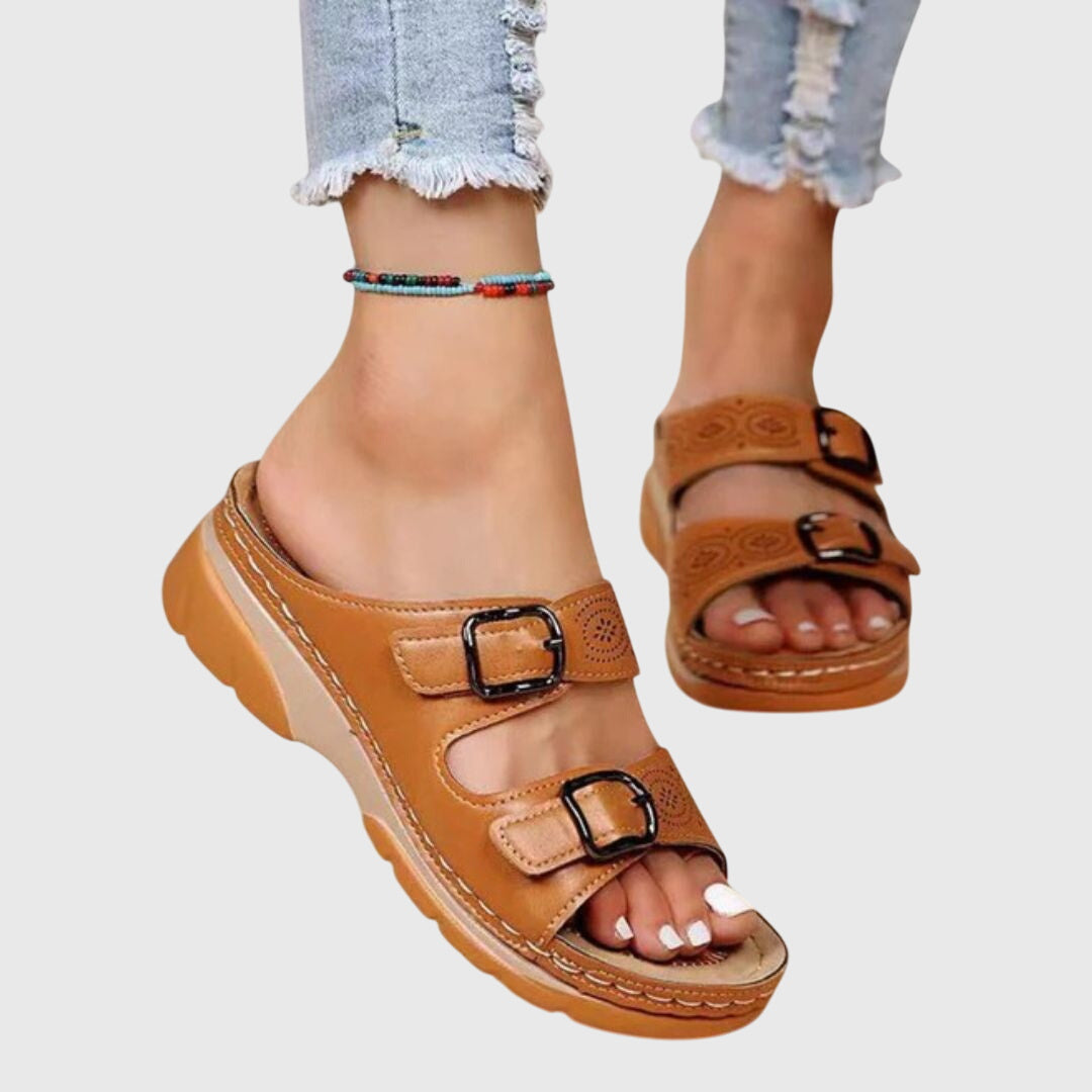 Women's Diora Orthopedic Leather Sandals – Comfort Arch-Support Walking Sandals