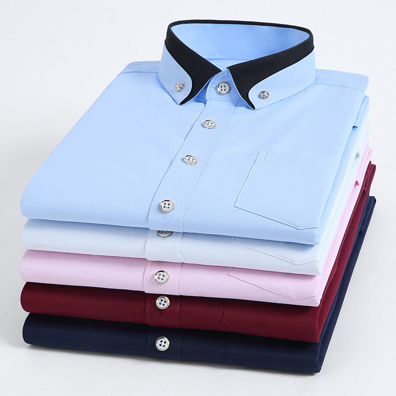 Men’s Stretch Long Sleeve Shirt Casual Non-Iron Slim Fit Dress Shirt-HighTouch