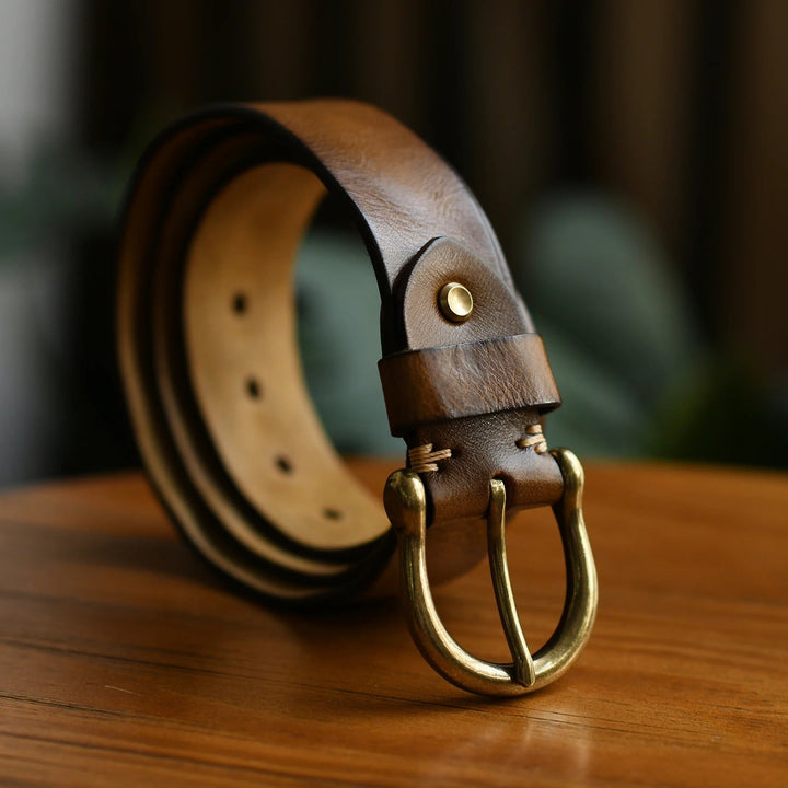 Men's 100% Cowhide Leather Belt | Durable Buckle
