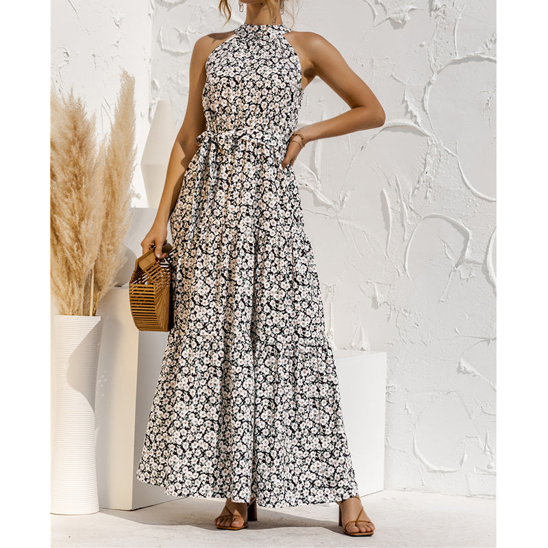 Women's Printed Maxi Lace Dress – Romantic Long Dress-HighTouch