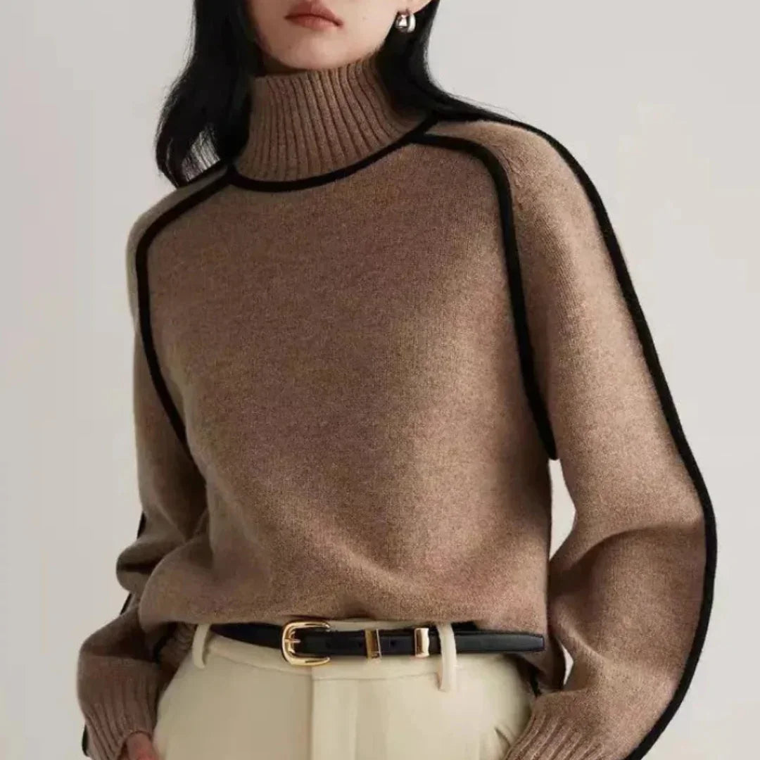 Women’s Soft Ribbed Turtleneck Sweater with Relaxed Fit