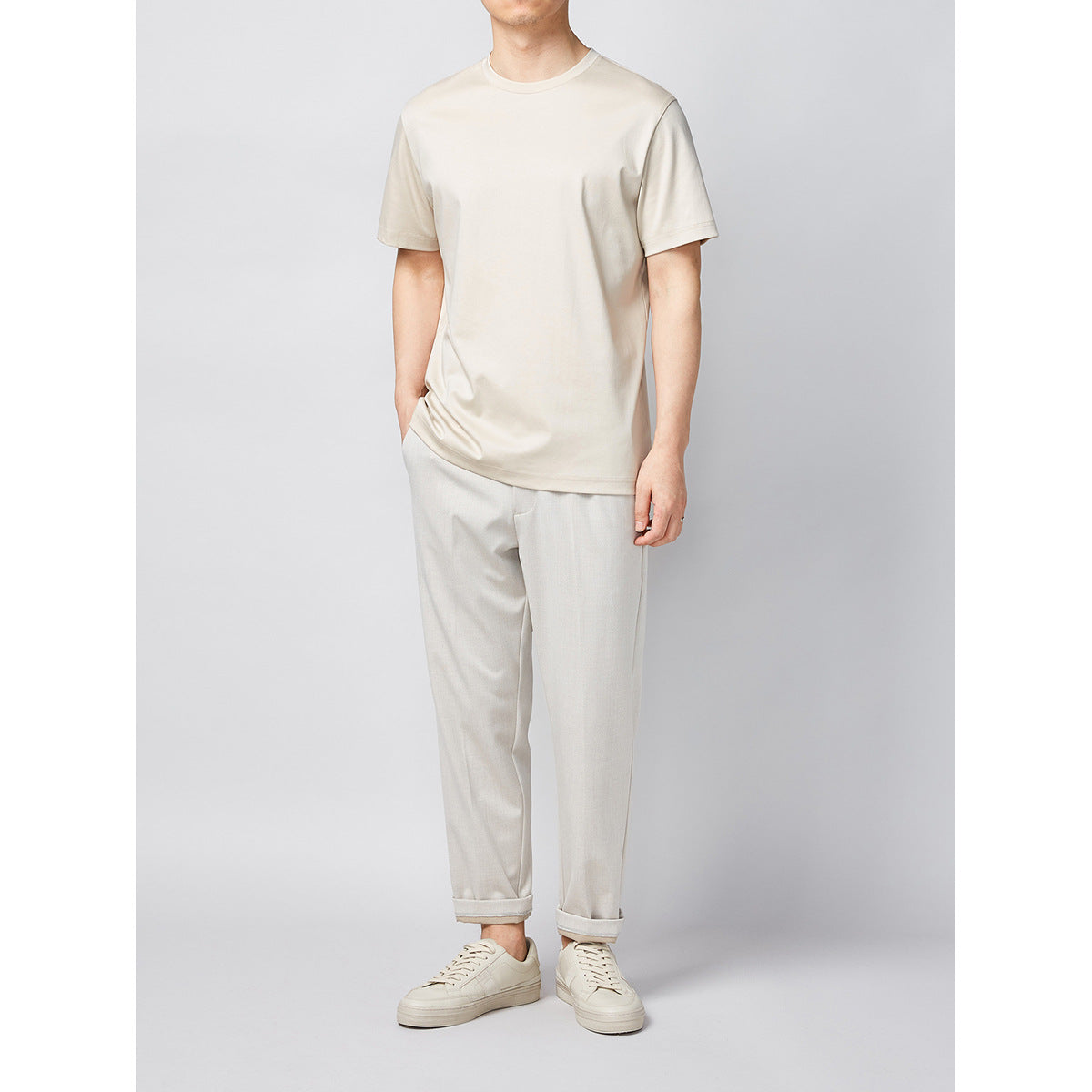 Men's Drop-Shoulder Cotton Tee – Loose Fit Summer Casual-HighTouch