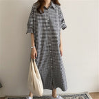 Plaid Mid-Waist Long Dress – Temperament Commute OL Style-HighTouch