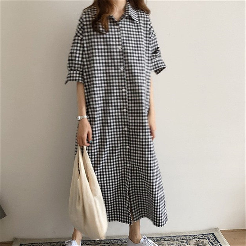 Plaid Mid-Waist Long Dress – Temperament Commute OL Style-HighTouch