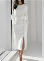 Women’s Dress | Sleeveless Side Button Midi-HighTouch