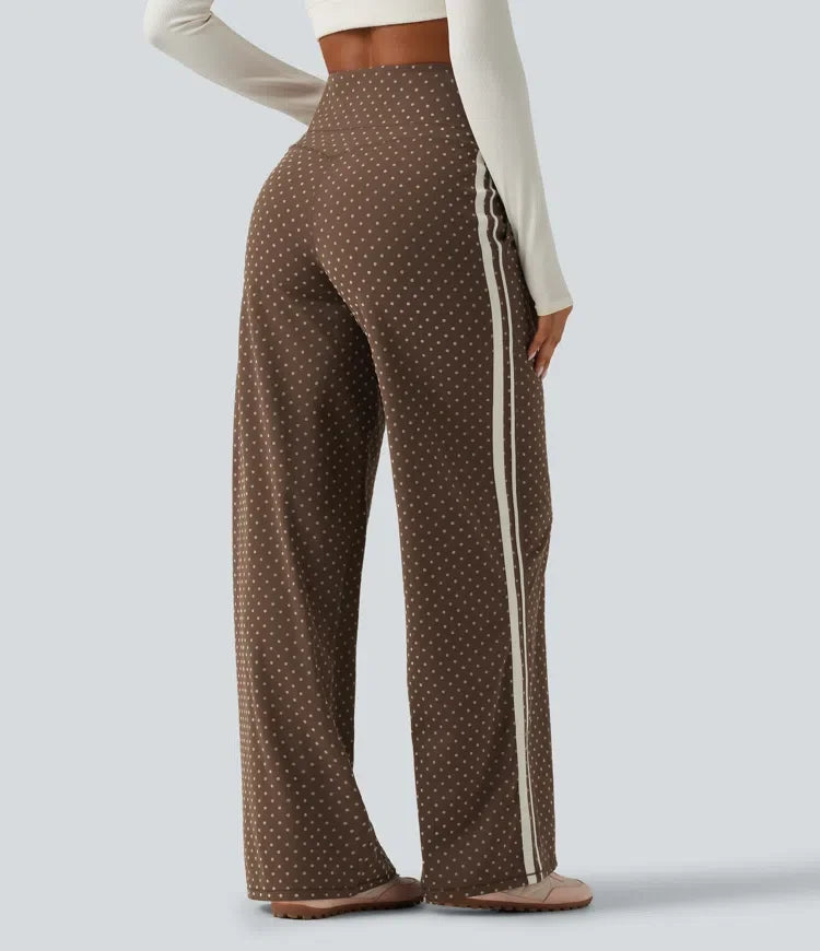 Yoga Pants Women High Waisted Polka Dot Wide Leg Tummy Control