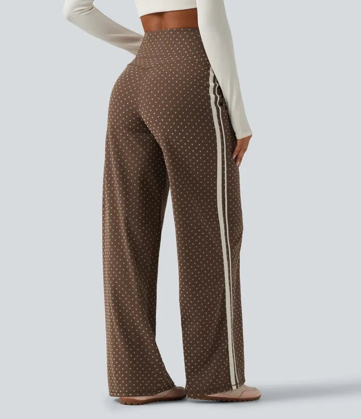 Yoga Pants Women High Waisted Polka Dot Wide Leg Tummy Control