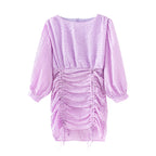 Purple and White Plaid Dress-HighTouch