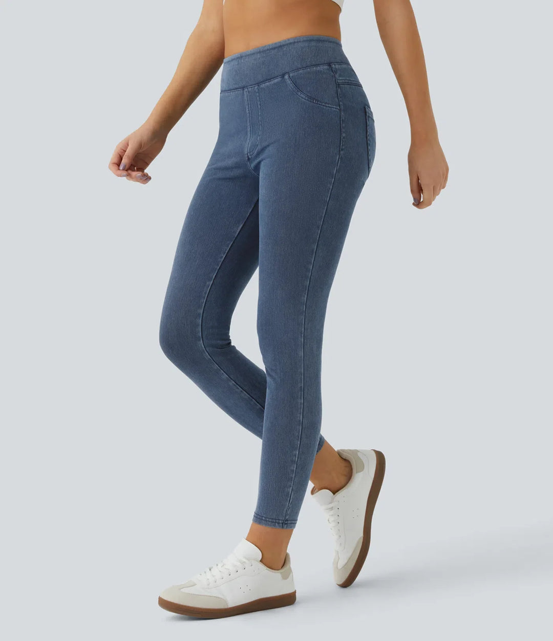 Denim Leggings Women High Waisted Jeggings with Pockets