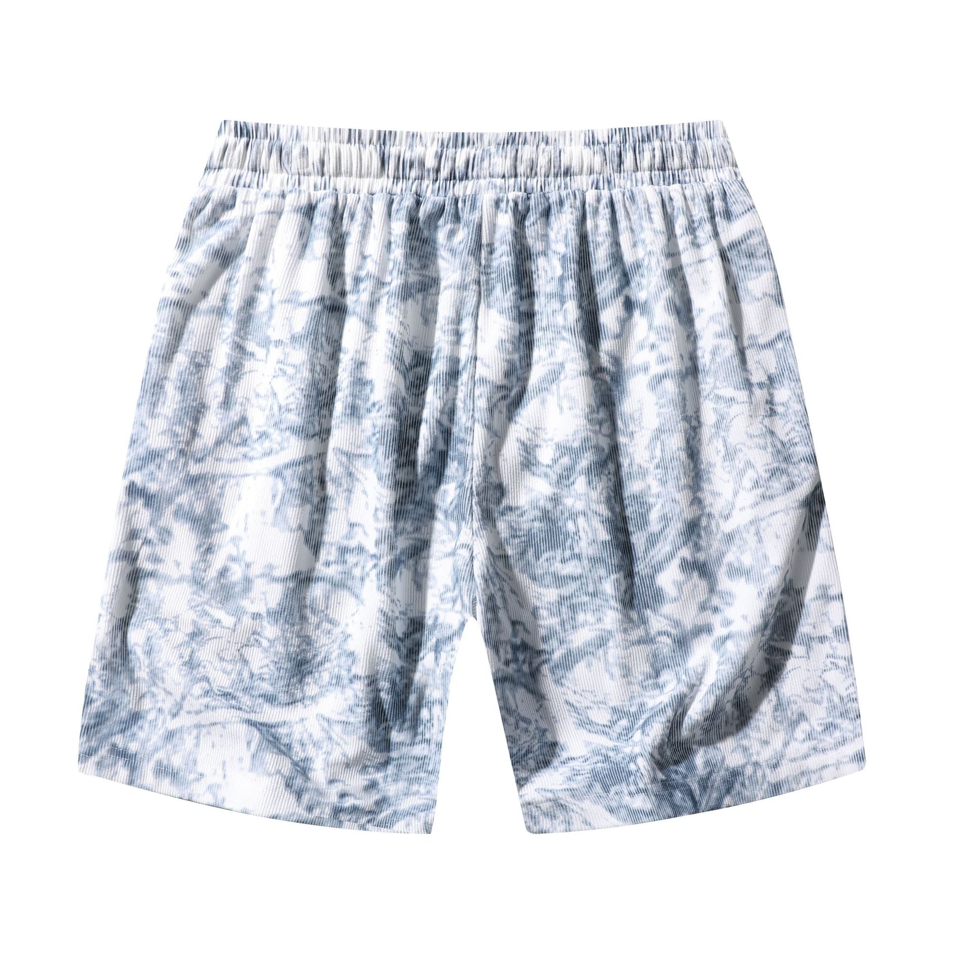 Men’s Corduroy Camo Athletic Shorts – High-Waist Summer Middle Pants