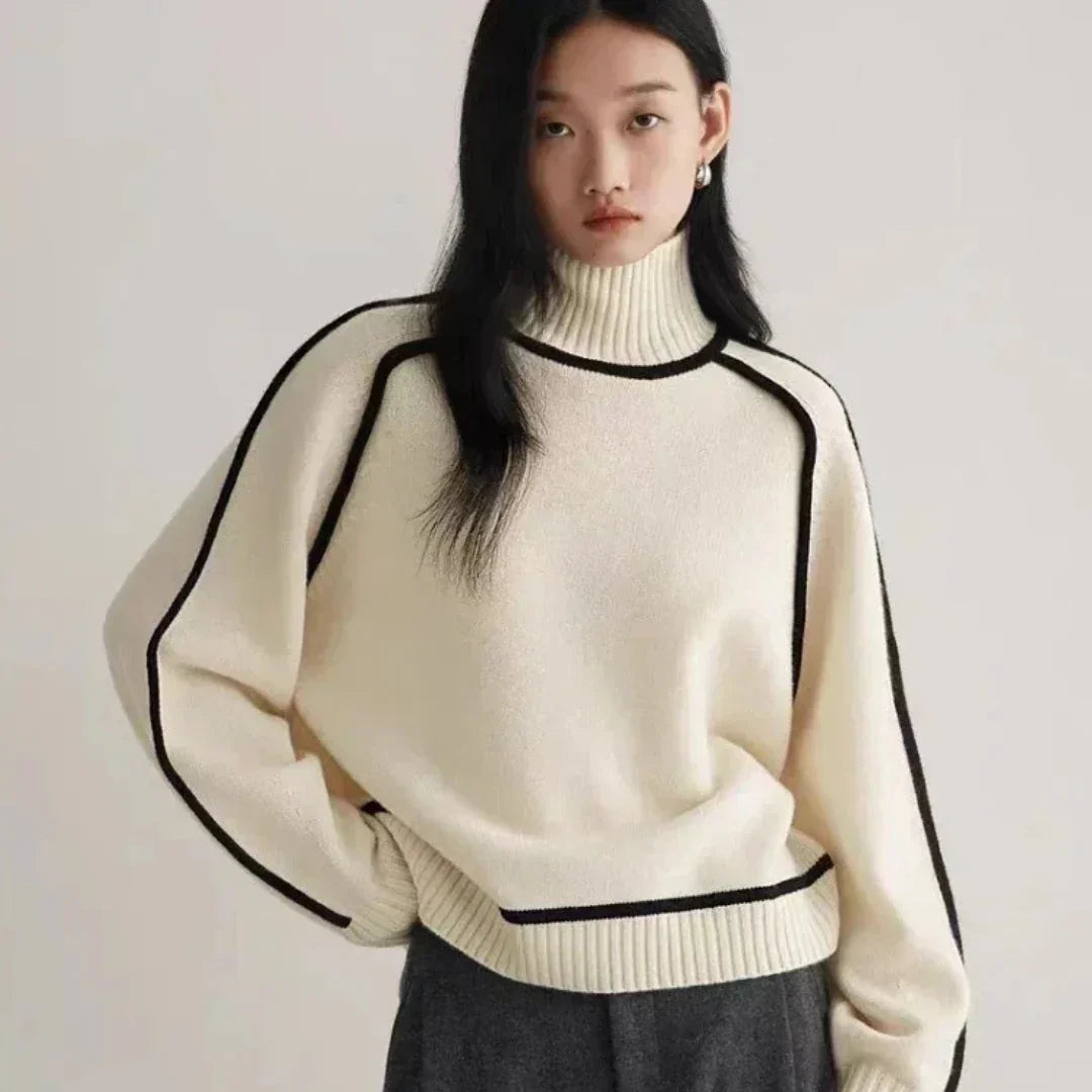 Women’s Soft Ribbed Turtleneck Sweater with Relaxed Fit