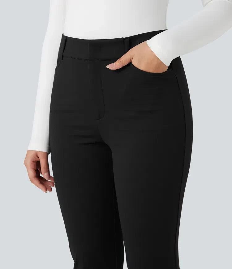 Skinny Work Pants Women Herringbone High Waisted Trousers