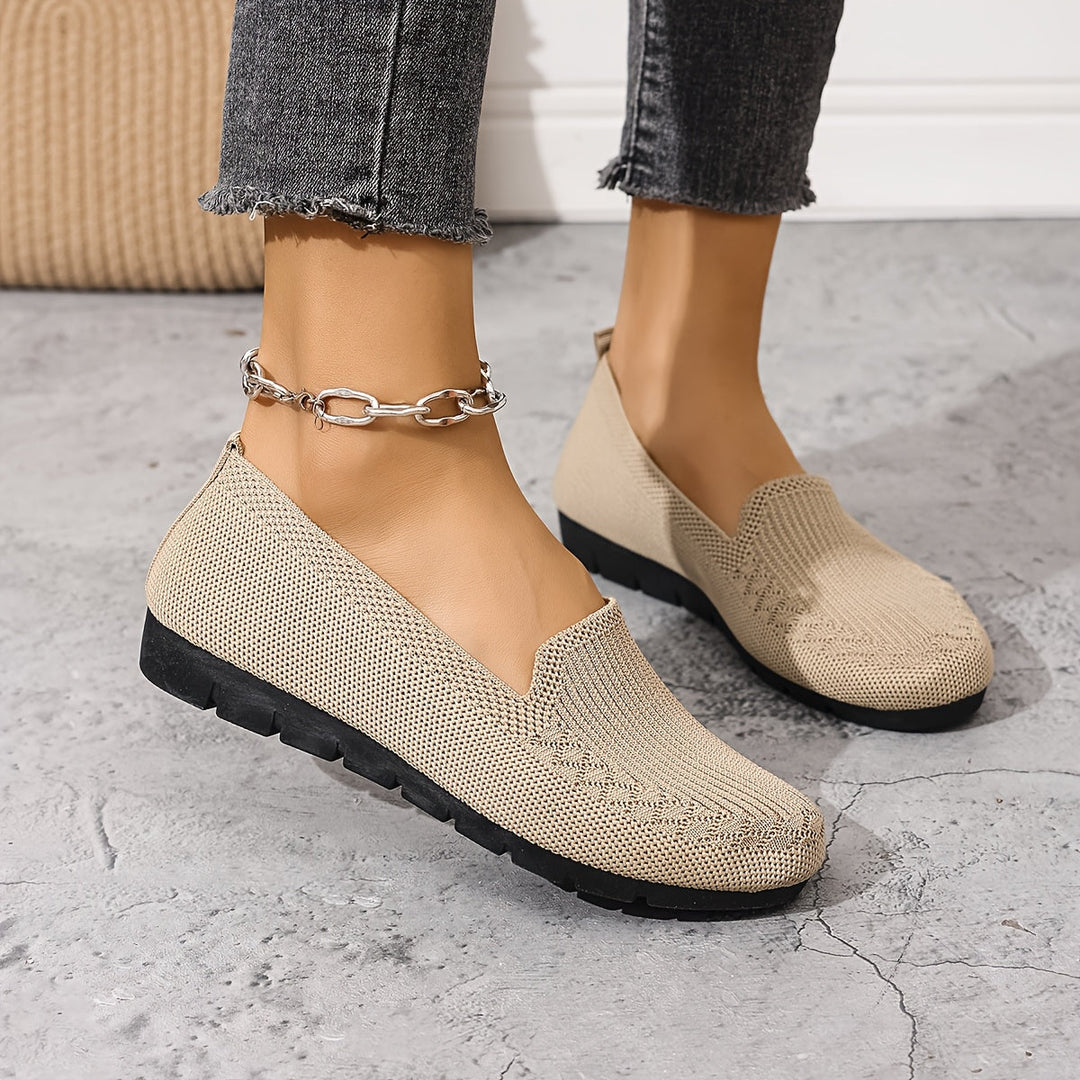 Women's Knitted Loafers Slip On Walking Shoes