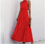 Women's Printed Maxi Lace Dress – Romantic Long Dress-HighTouch
