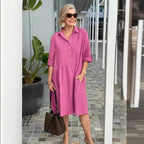 Women's Solid Color Temperament Commute Dress-HighTouch