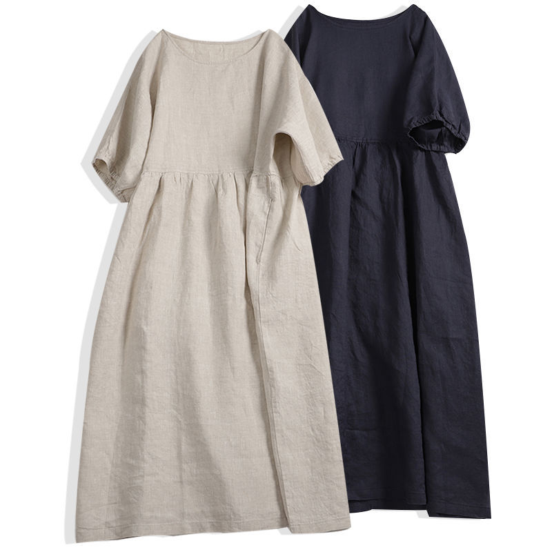 Loose Mori Doll Sleeve Cotton Linen Skirt-HighTouch