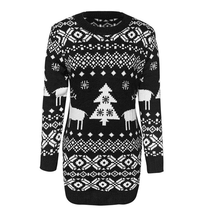 Women's Ugly Christmas Elk Snowflake Sweater - Festive Winter Sweater