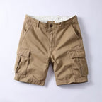 Retro Mens Outdoor Relaxed-fit Mid-length Cargo Pants With Multiple Pockets-HighTouch