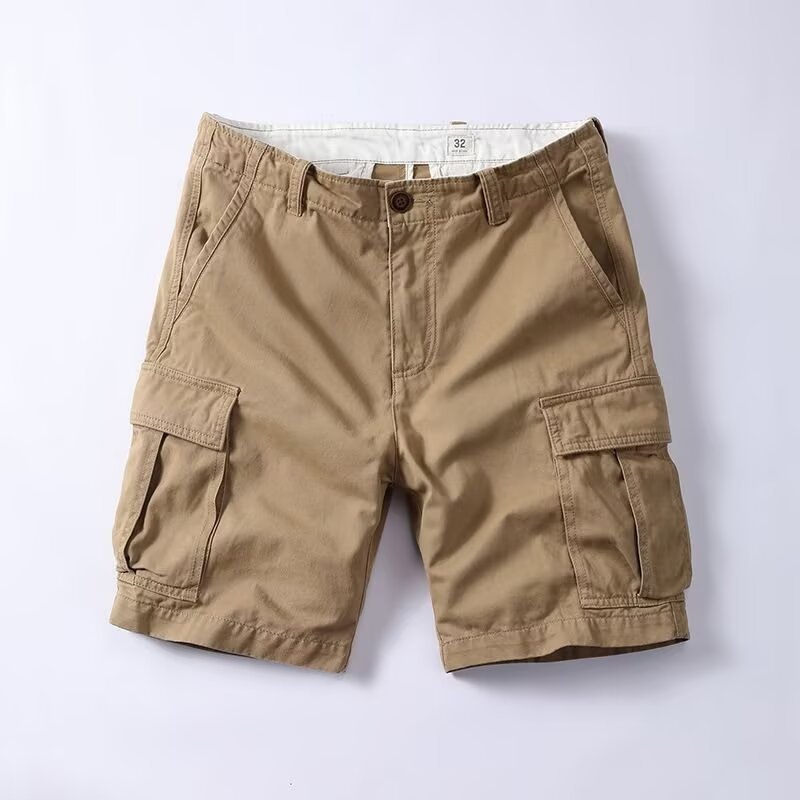 Retro Mens Outdoor Relaxed-fit Mid-length Cargo Pants With Multiple Pockets-HighTouch